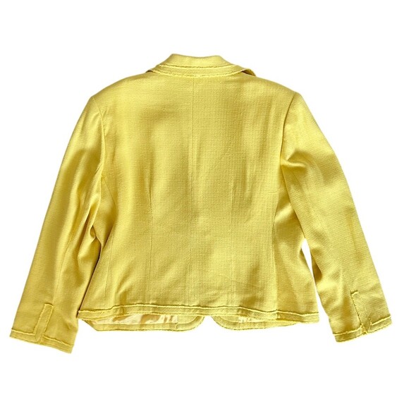 Nygard Collection Blazer Womens  Yellow Textured Slub Rosette Pin Lined - Picture 7 of 10
